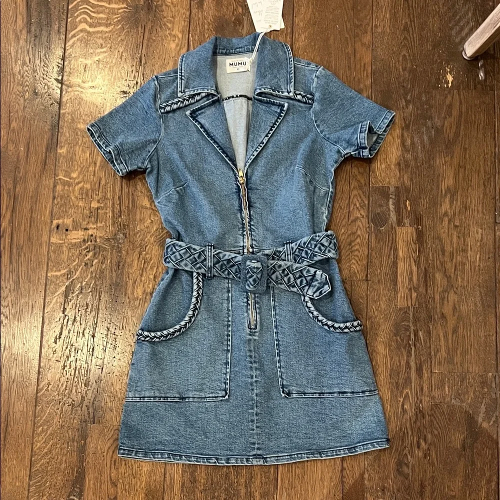 Show Me Your MuMu Blue Denim Mini Dress - Picture 1 of 2
